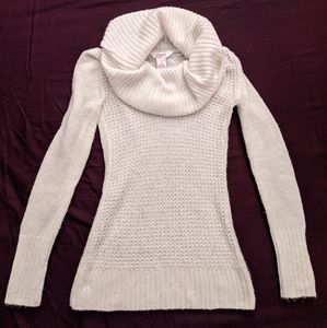 White sparkle cowl  neck sweater